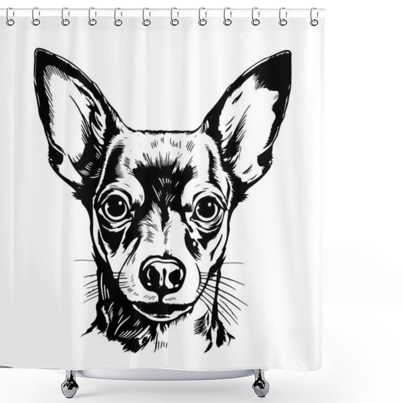 Personality  Cute Toy Terrier Dog Portrait Hand Drawn Sketch Pets Vector Illustration Shower Curtains