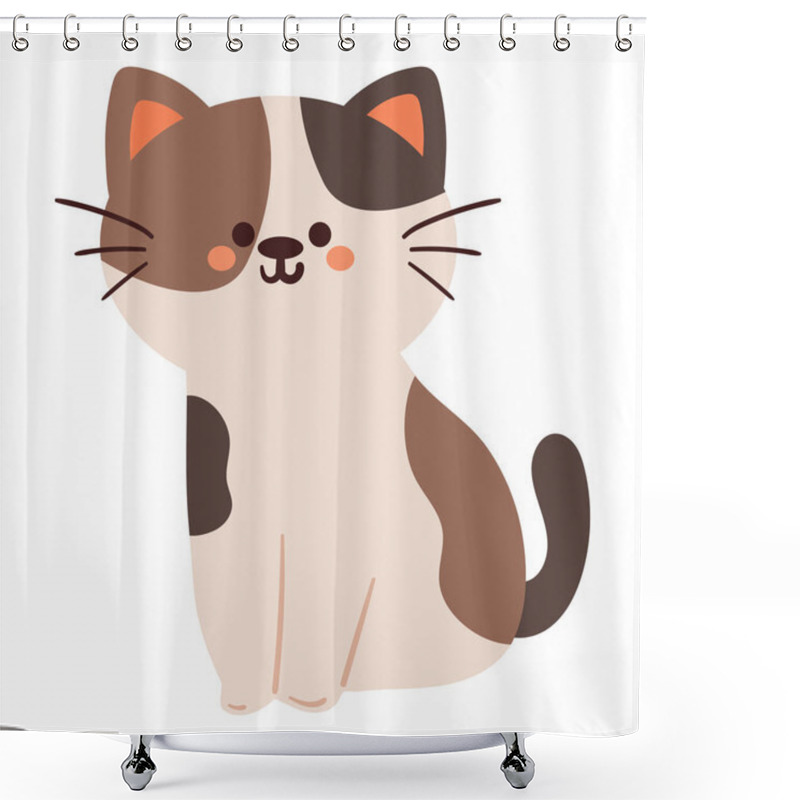 Personality  Hand Drawing Cartoon Cat. Cute Animal Doodle Shower Curtains