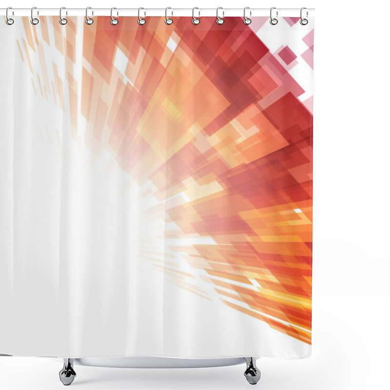 Personality  Abstract Geometric Squares Lines Orange Vector Background. Shower Curtains