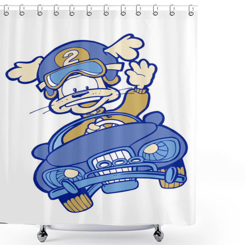 Personality  CARTOON DOG DRIVING CAR Shower Curtains