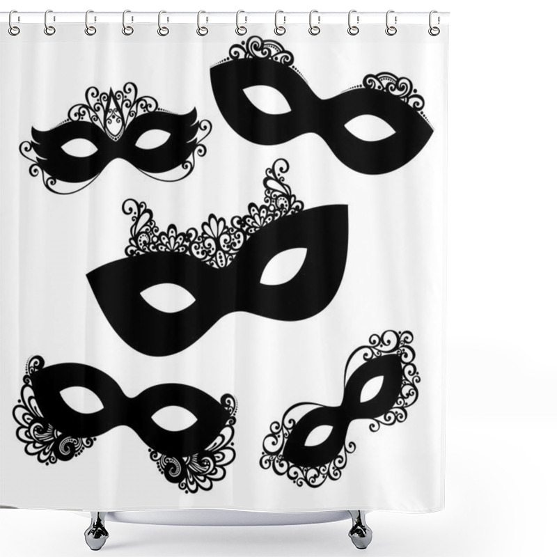 Personality  Set Of 5 Ornate Mask Stencils. Shower Curtains