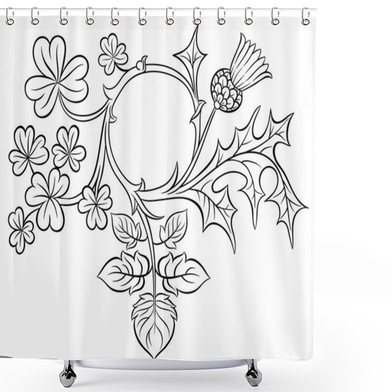 Personality  Frame Clovers And Thistles Shower Curtains