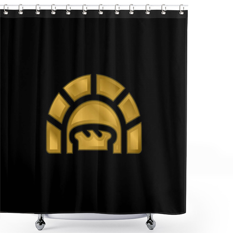 Personality  Bread Oven Gold Plated Metalic Icon Or Logo Vector Shower Curtains