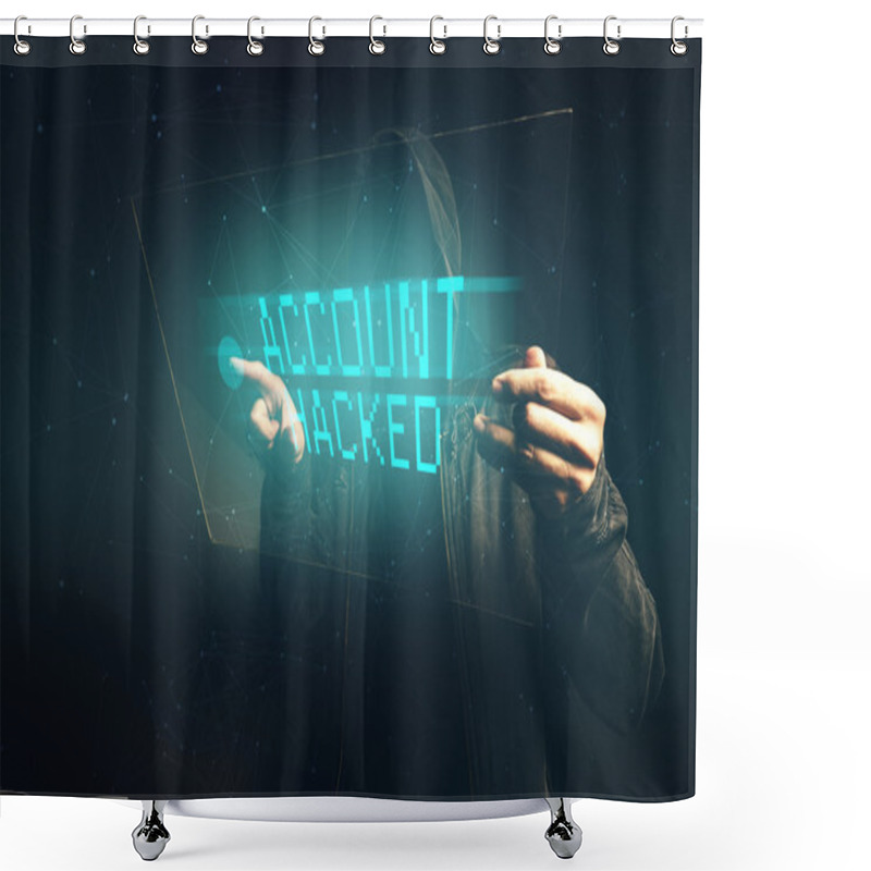 Personality  E-bank Account Hacked, Unrecognizable Computer Hacker Stealing P Shower Curtains