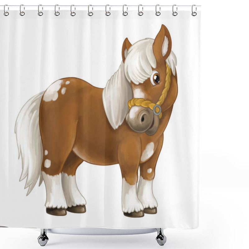 Personality  Happy Horse Is Standing, Smiling And Looking Shower Curtains