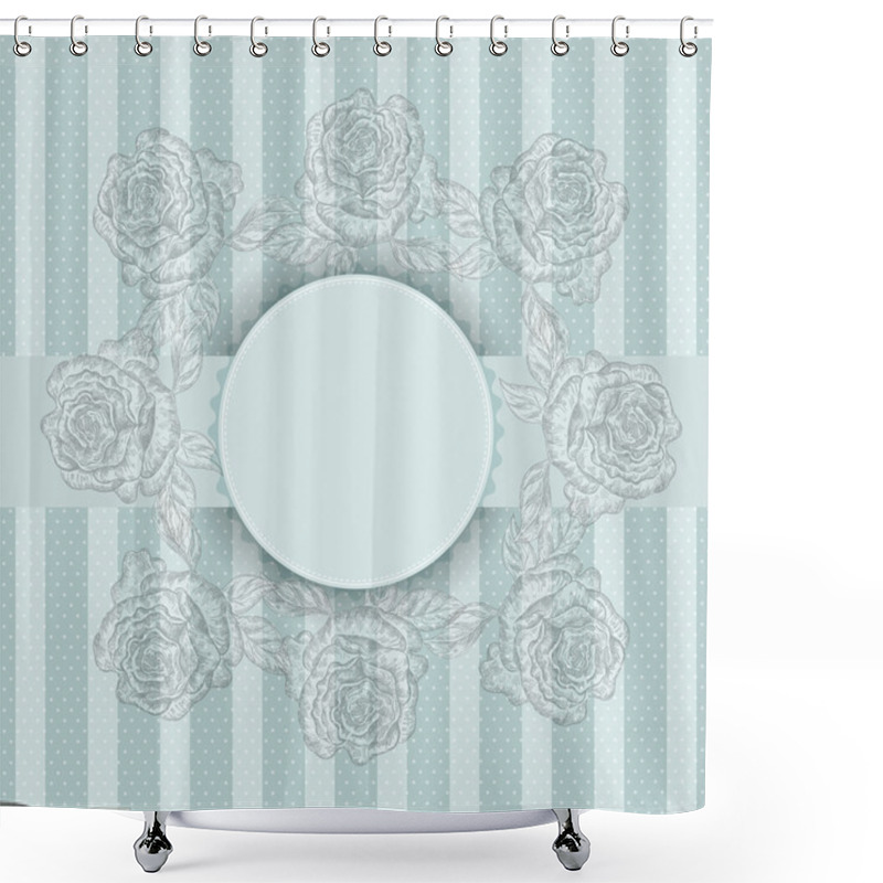 Personality  Vector Frame With Flowers Shower Curtains