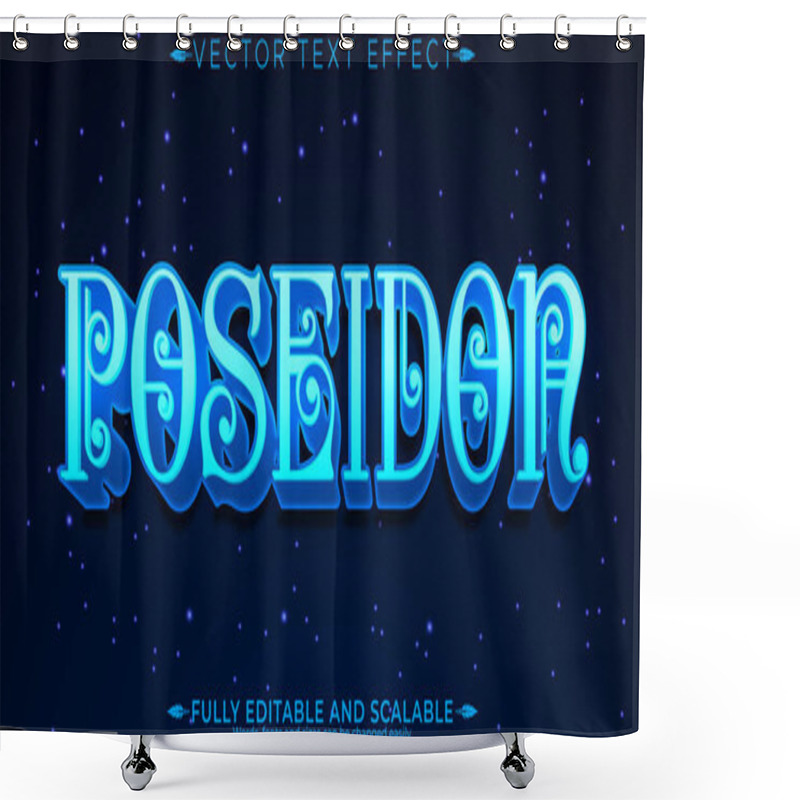 Personality  Poseidon Text Effect, Editable God And Water Customizable Font S Shower Curtains