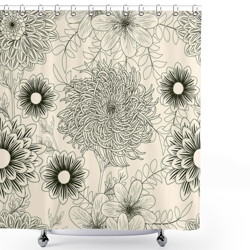 Personality  Seamless Background With Garden Flowers Shower Curtains