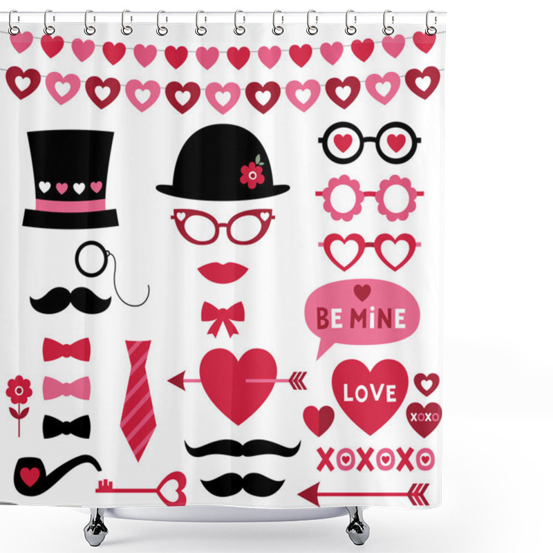 Personality  Valentine Photo Booth And Scrapbooking Set Shower Curtains