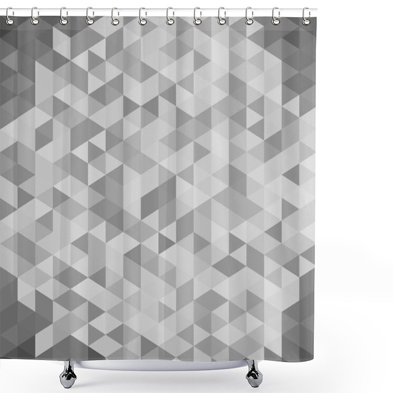 Personality  3D Abstract Geometric White And Gray Triangle Isometric View Background And Texture, Vector Illustration Shower Curtains