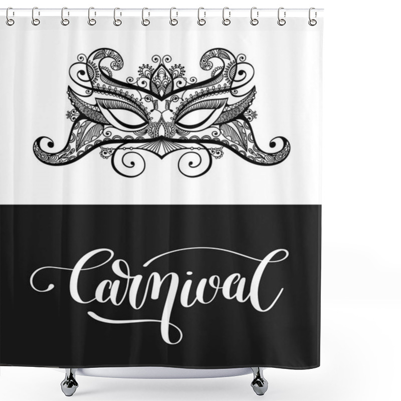 Personality  Calligraphy Brush Lettering Text Design Element And Carnival Mas Shower Curtains