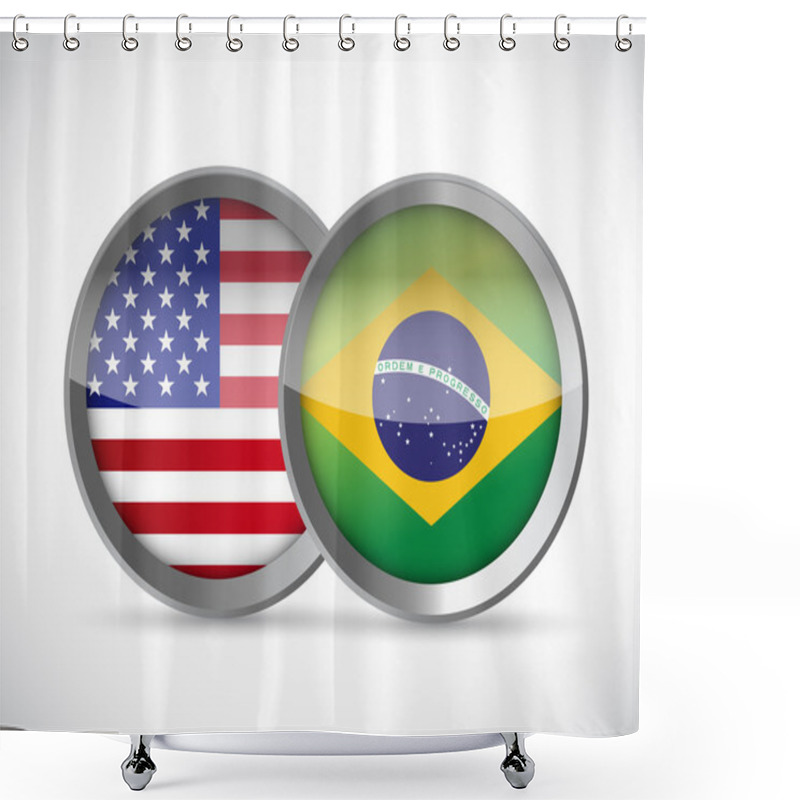 Personality  Usa And Brazil Union Seals Illustration Design Shower Curtains