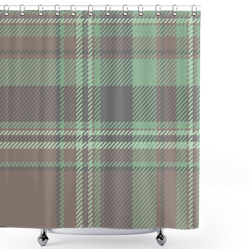 Personality  Stylish Muted Green And Brown Diagonal Plaid Pattern.  Perfect For Textile Design, Apparel, Website Backgrounds, Or Packaging. Shower Curtains