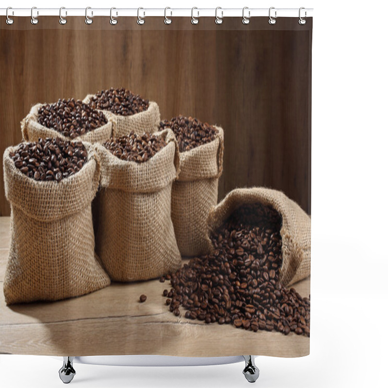 Personality  Assortment Coffee Beans And Powder Background Shower Curtains