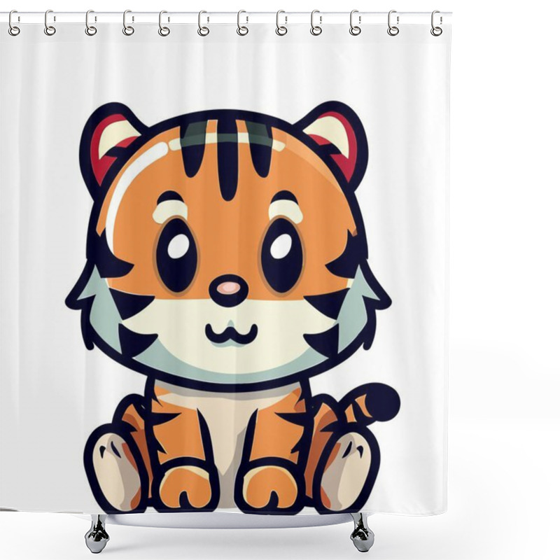 Personality  Cute Tiger Vector Illustration, Playful Tiger Graphic For Jungle And Safari Designs Shower Curtains