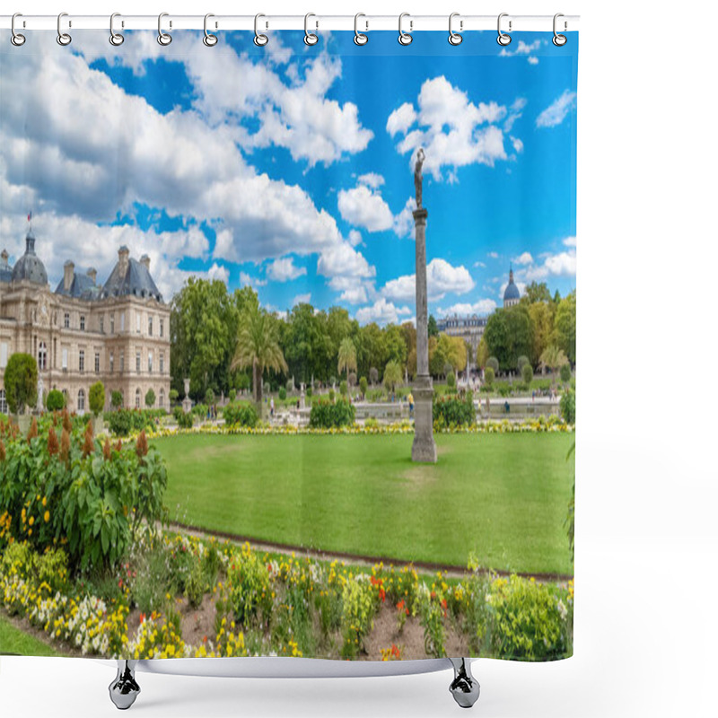 Personality       Paris, Luxembourg Garden, Beautiful Flowerbeds In Spring, With The Senat In Background Shower Curtains