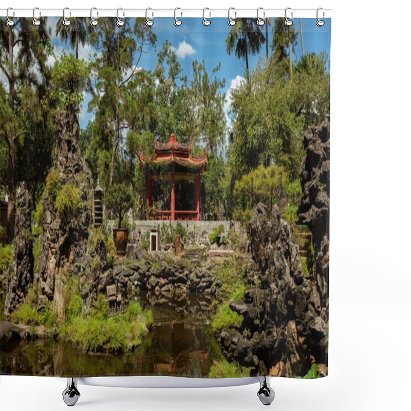 Personality  Beautiful Chinese Garden In Sam Poh Tong Temple Hidden In The Mountains In Ipoh, Malaysia Shower Curtains