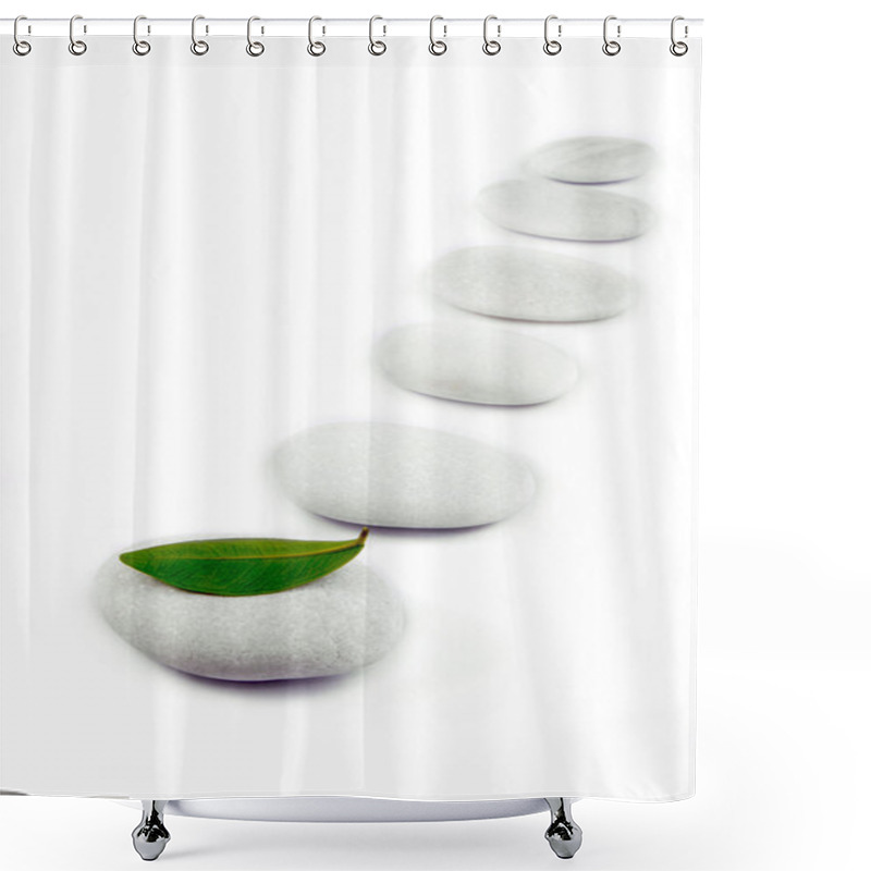 Personality  White Stone Pebble Zen Path Isolated On White Shower Curtains