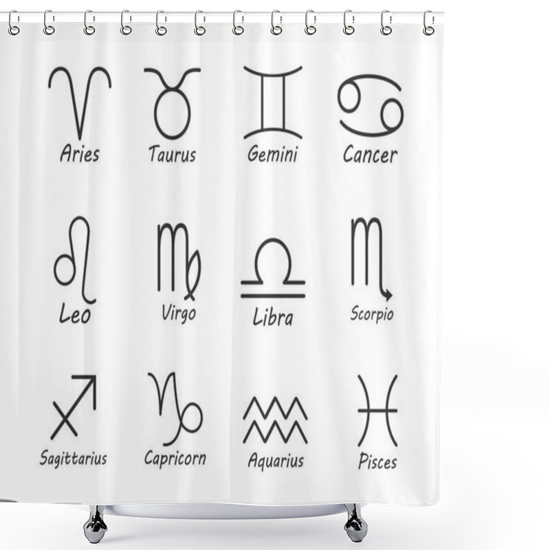 Personality  Zodiac Sign Icon. Vector Illustration, Flat Design. Shower Curtains