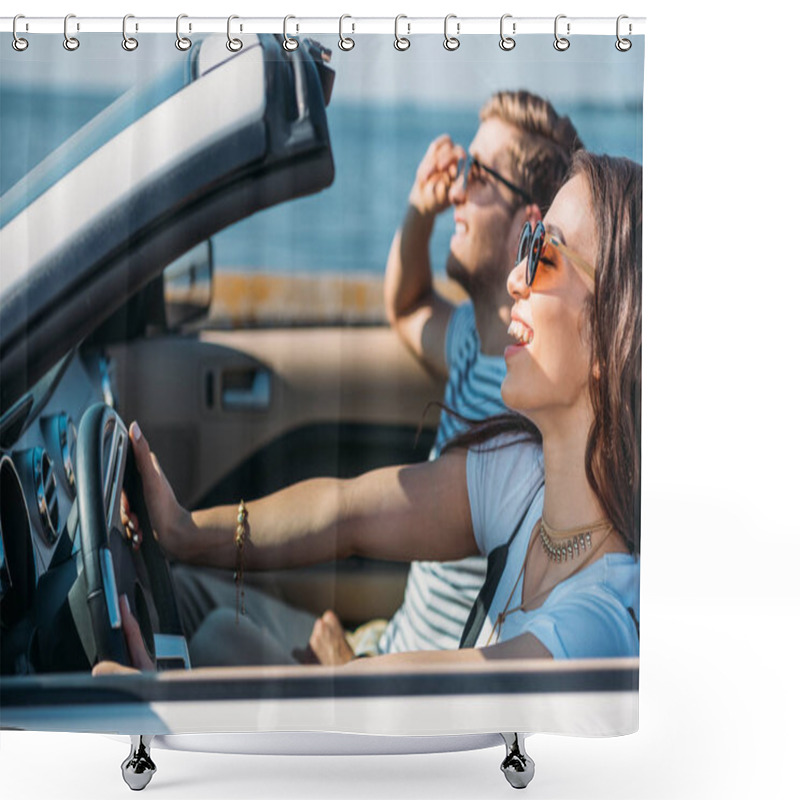 Personality  Couple Riding Car Together Shower Curtains