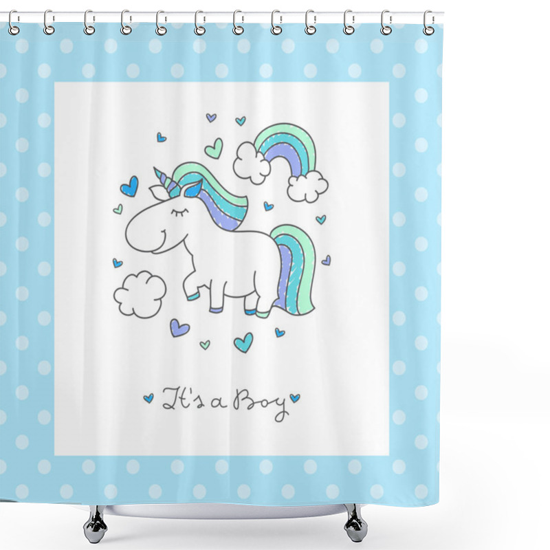 Personality  Baby Shower Card With Unicorn Shower Curtains