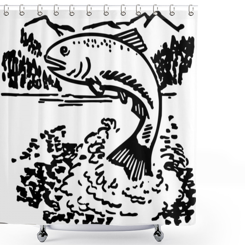 Personality  Jumping Fish Shower Curtains