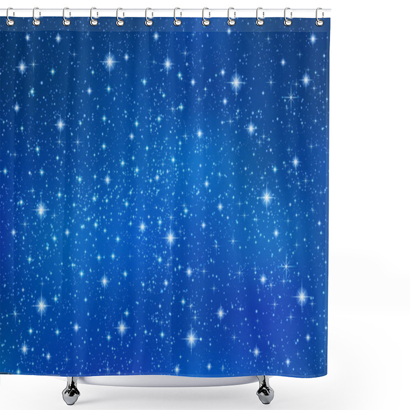 Personality  Abstract Blue Background With Sparkling Twinkling Stars. Cosmic Shiny Galaxy (atmosphere). Holiday Blank Backdrop Texture For Christmas (Xmas), Happy New Year , Glow Milky Way Elements (fantasy Sky) Shower Curtains