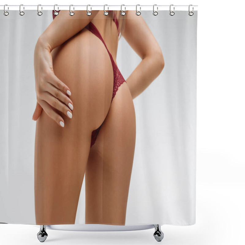 Personality  Crop Alluring Female With Hands On Buttocks Shower Curtains