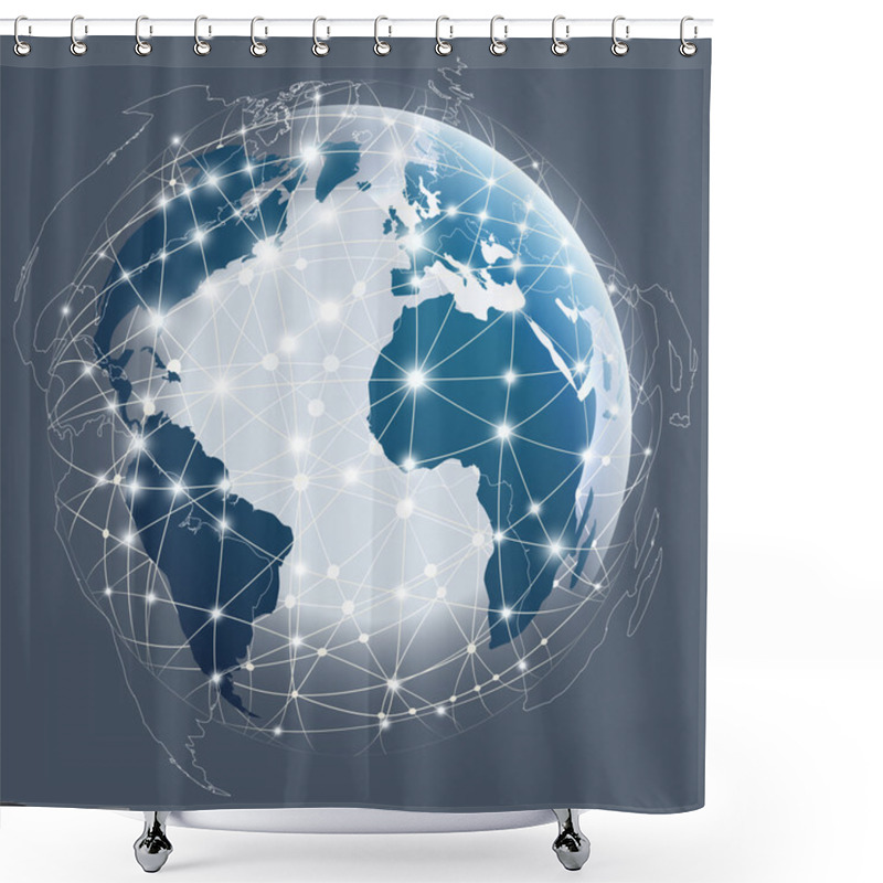 Personality  Globe Digital Connection, Digital Communications Shower Curtains