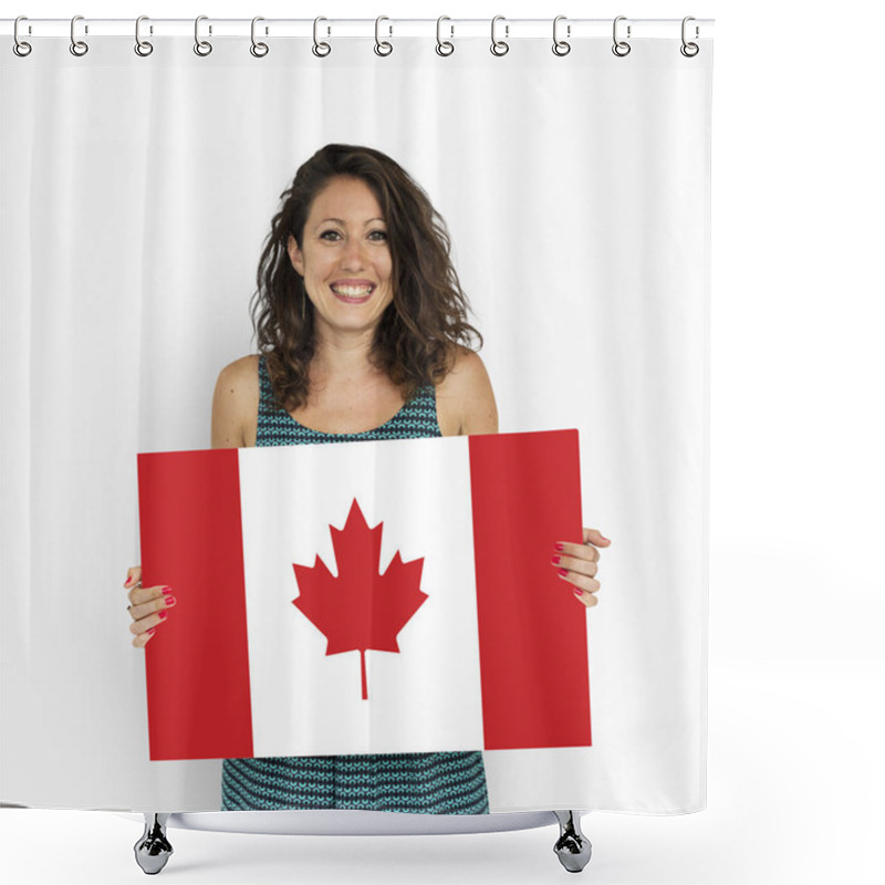 Personality  Woman Holding Banner  Shower Curtains