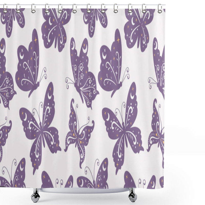 Personality  Beautiful Butterfly Garden Seamless Pattern Shower Curtains