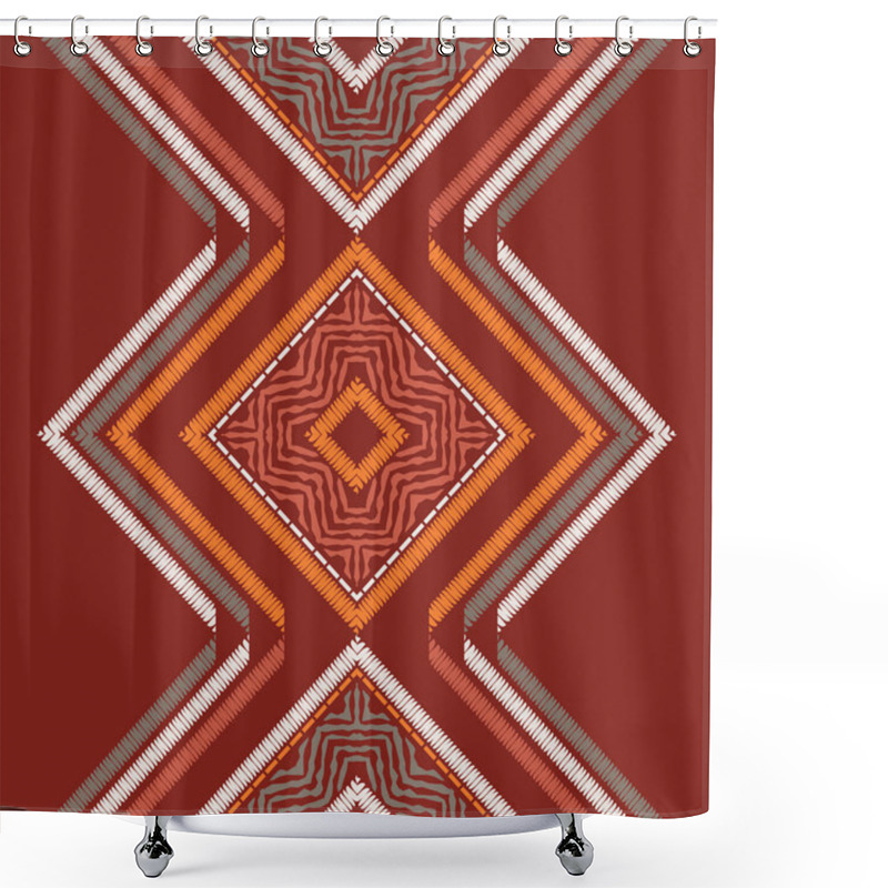 Personality  Ethnic Boho Seamless Pattern. Embroidery On Fabric. Patchwork Texture. Weaving. Traditional Ornament. Tribal Pattern. Folk Motif. Can Be Used For Wallpaper, Textile, Invitation Card, Wrapping, Web Page Background. Shower Curtains