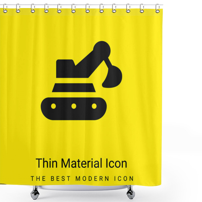 Personality  Backhoe Minimal Bright Yellow Material Icon Shower Curtains