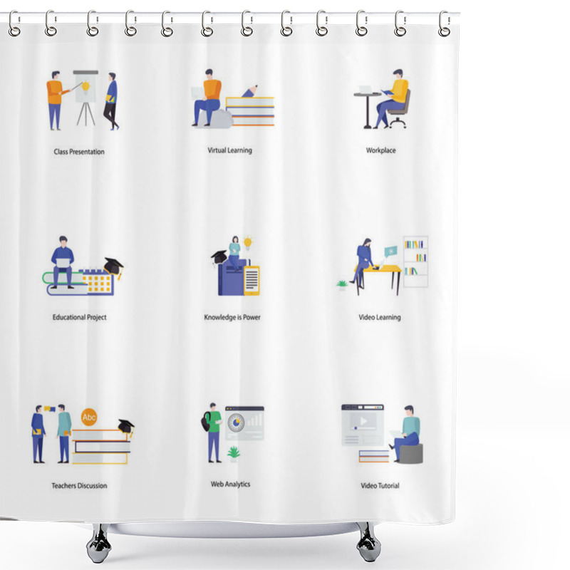 Personality  Modern Flat Design Online Banking Icons For E Banking, Website Development, Mobile Websites And Much More. Happy Downloading! Shower Curtains