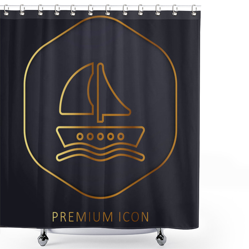 Personality  Boat Golden Line Premium Logo Or Icon Shower Curtains