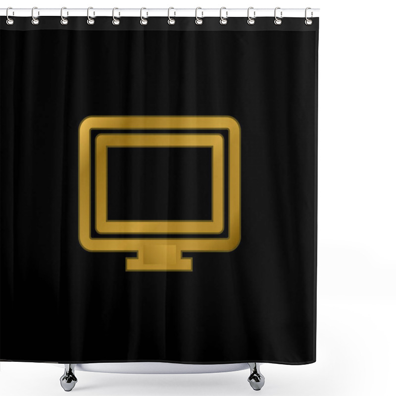 Personality  Big Computer Monitor Gold Plated Metalic Icon Or Logo Vector Shower Curtains