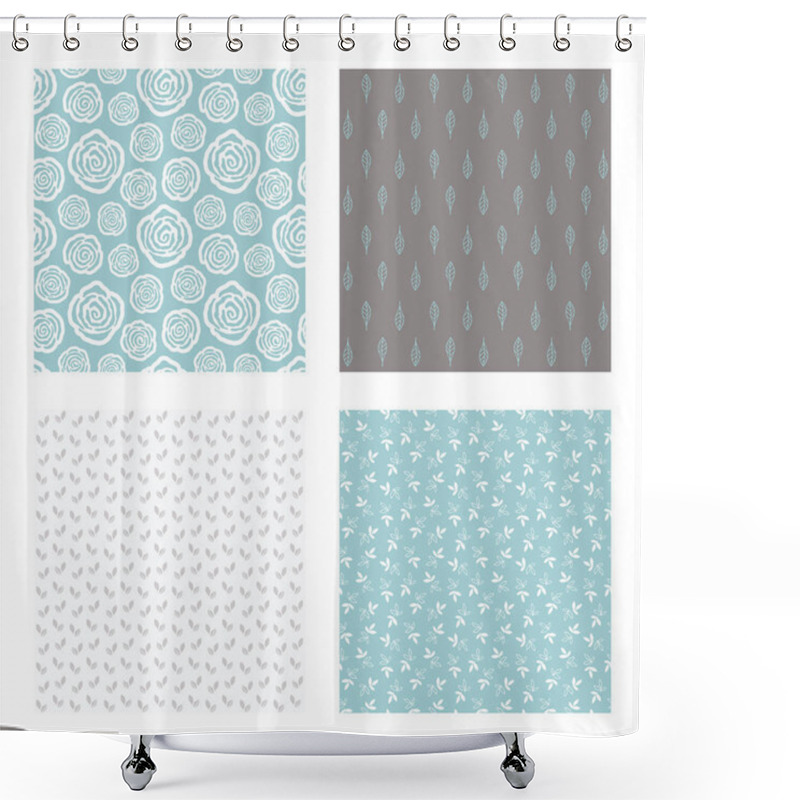 Personality  Vector Seamless Patterns With Flowers And Leaves Shower Curtains