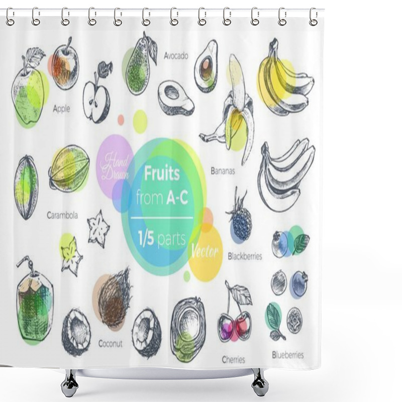 Personality  Fruits Hand Drawn Icons Set. Fresh Organic Food Shower Curtains