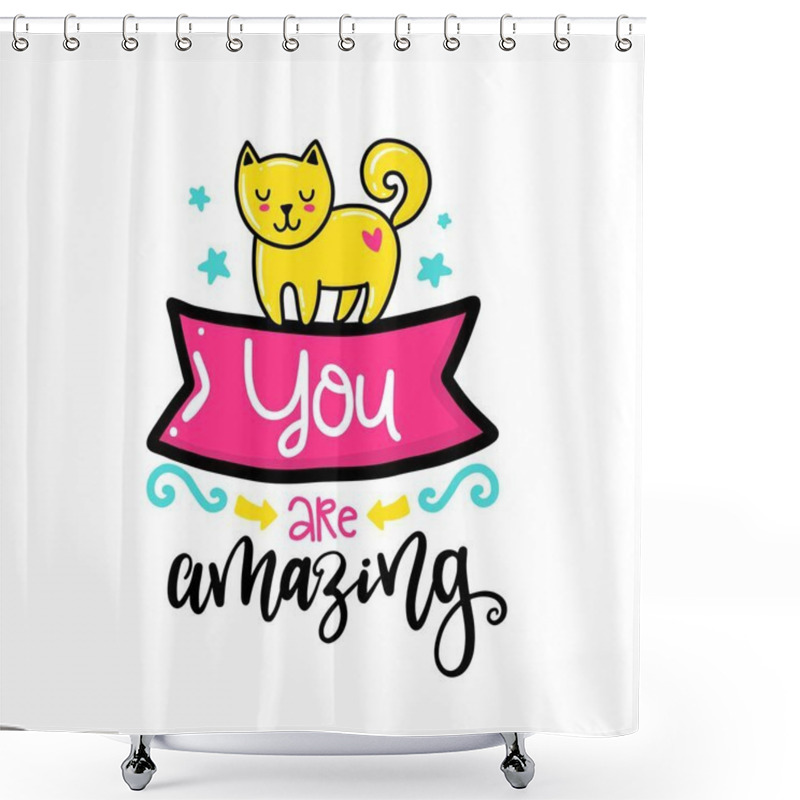 Personality  Creative Typography Card With Phrase Shower Curtains