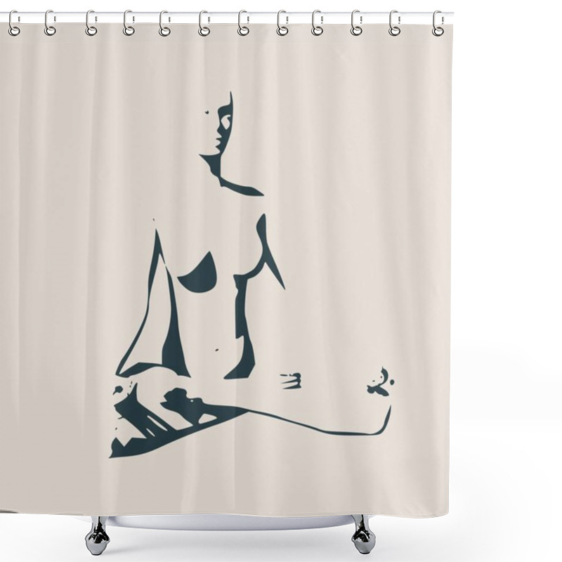 Personality  Woman Silhouette. Lotus Pose For Meditation Shower Curtains