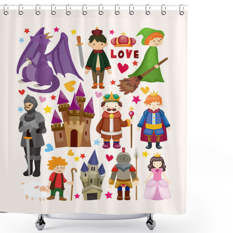 Personality  Set Of Fairy Tale Element Icons Shower Curtains