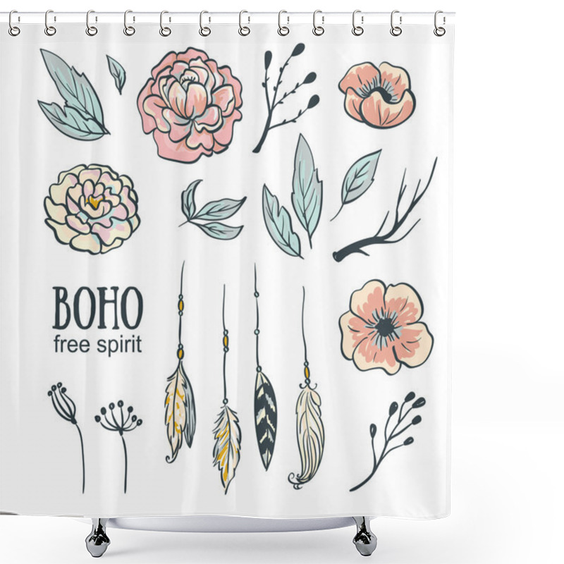 Personality  Boho Style Wedding Invitation Set Shower Curtains