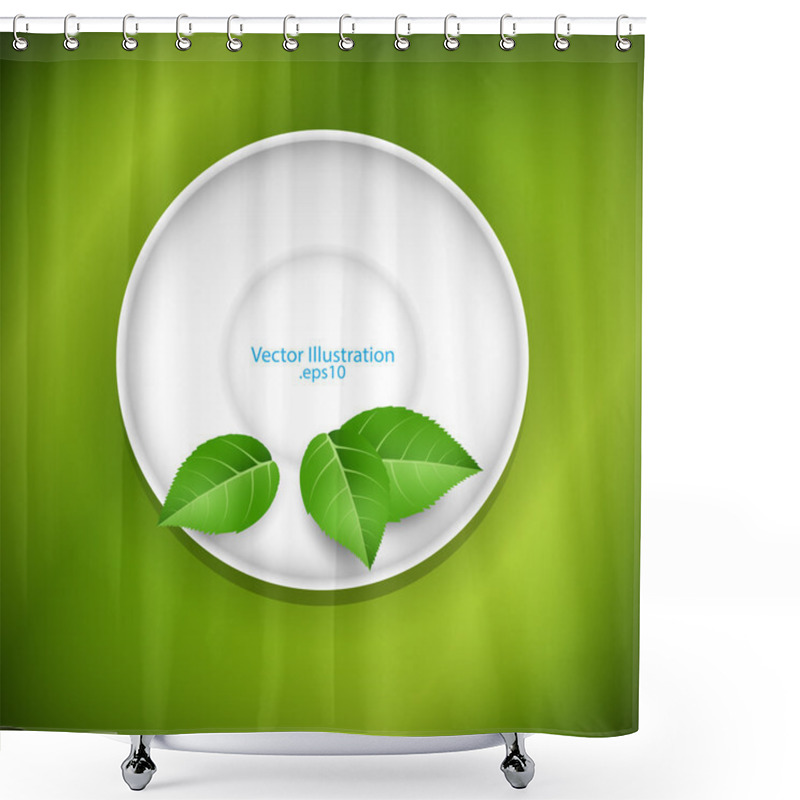 Personality  Green Leaves On A Saucer. Shower Curtains