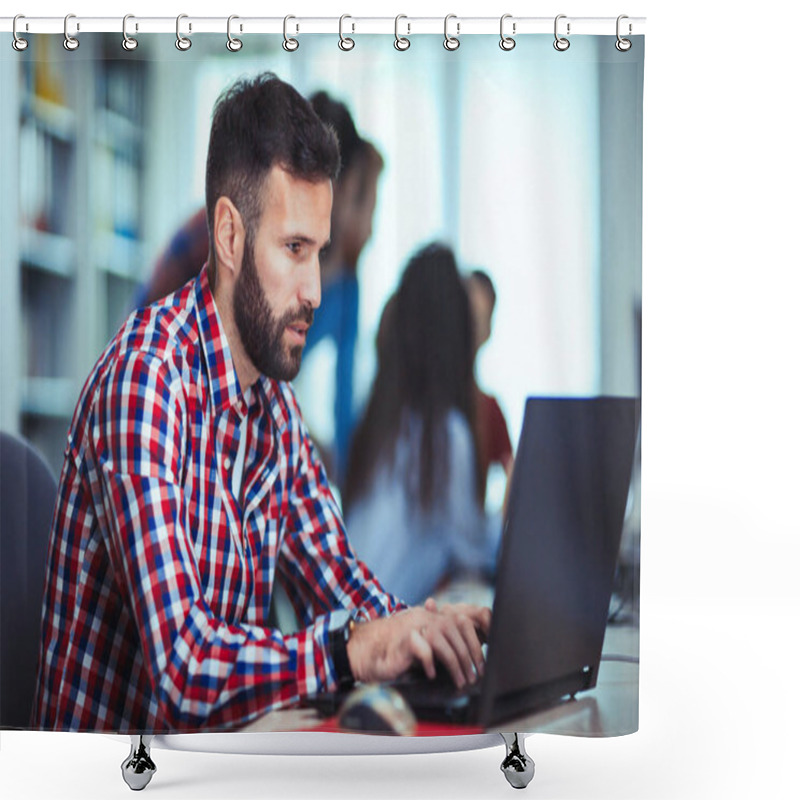 Personality  Programmer Working In A Software Developing Company Shower Curtains