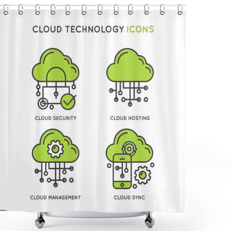 Personality  Logo Set Of Cloud Technology Shower Curtains