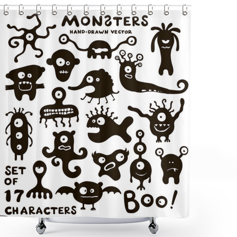 Personality  Vector Set Of Funny Monster Characters. Shower Curtains