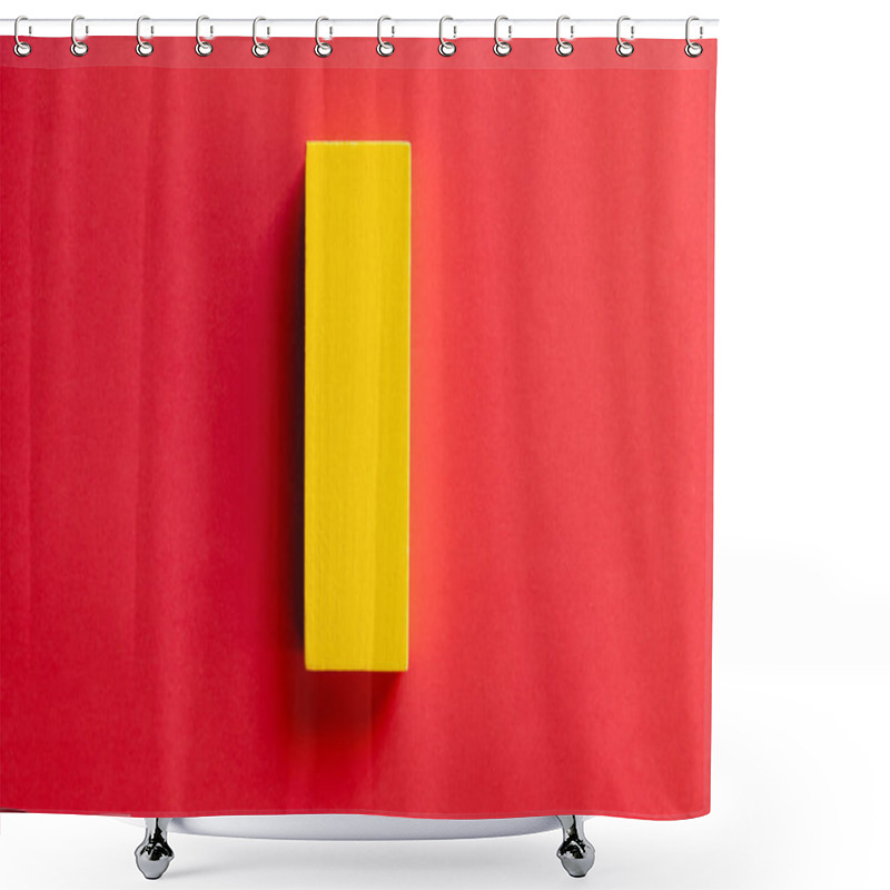 Personality  Top View Of Rectangular Yellow Block On Red Background Shower Curtains