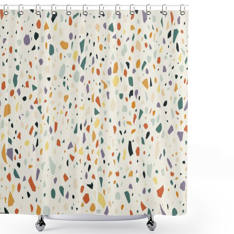 Personality  Yellow, Green, Red And Purple Terrazzo Marble Tile Background Or Texture. Terazzo Cement Kitchen Countertop Backdrop, Terazo Stone Mosaic Or Terrazo Marble Floor Vector Background Or Colorful Texture Shower Curtains