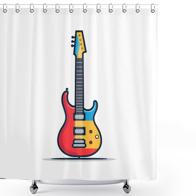 Personality  A Red Guitar With A Yellow Neck And A Blue Neck Shower Curtains