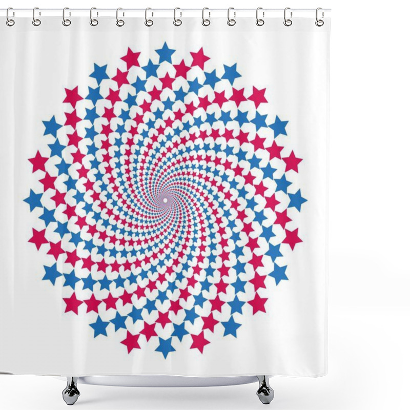 Personality  Star Spiral Vector. Red And Blue Stars. Hypnotic Radial Pattern. Abstract Geometric Design. EPS 10. Shower Curtains